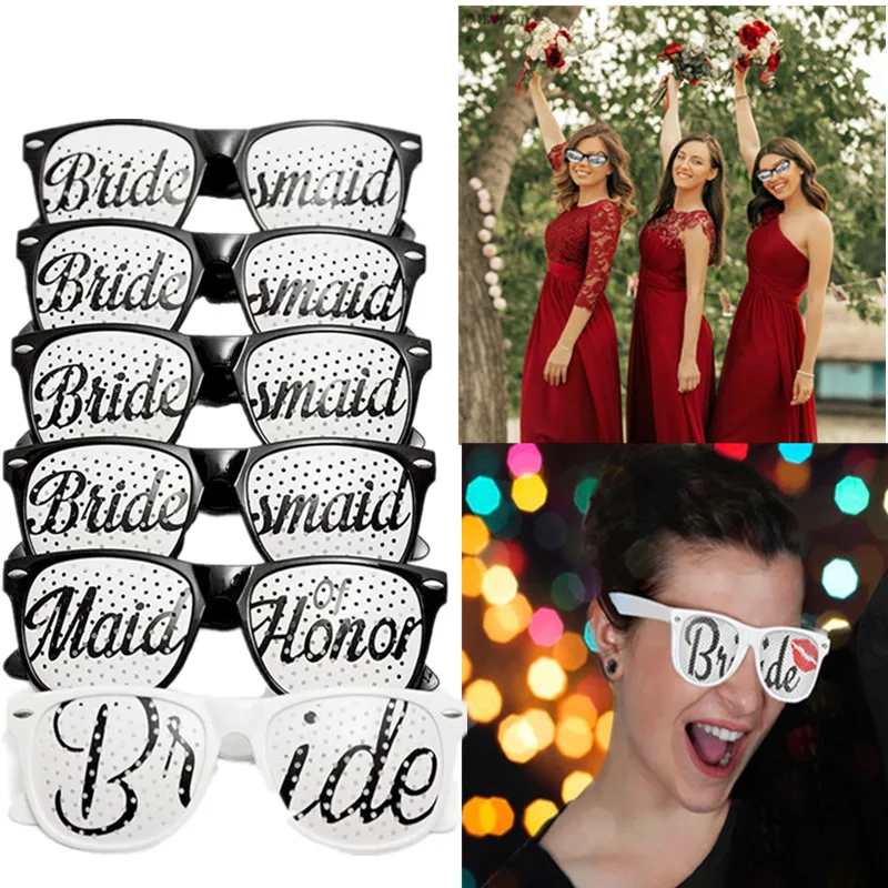 

Novelty Wedding Party Black White Booth Props Bachelorette Bride And Bridesmaid Of Honor Party Womens Eyeglass Frames