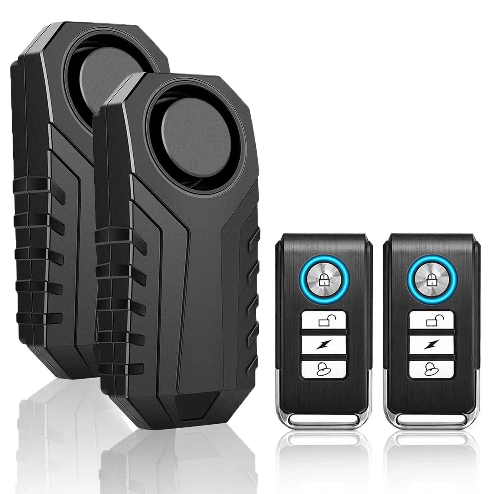 

2×Bike Security Alarm WaterProof Battery Powered Burglar Alarm Adjustable Sensitivity Motorbike/Bicycle Anti-theft With Remote