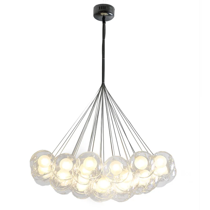 

Nordic Clear Glass Ball Chandelier Restaurant Living Room Kid Room Creative Glass Multicolor Bubble Home Decor Luminaire G4