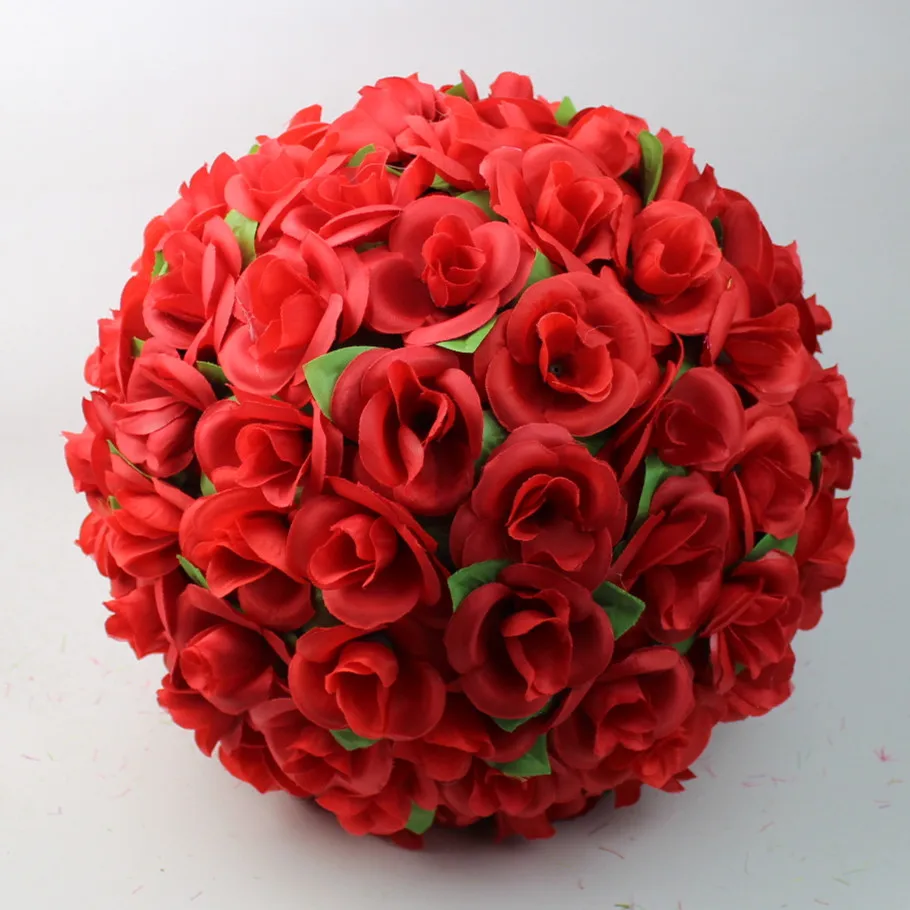 

12" 30cm Artificial Rose Silk Flower Red Kissing Balls For Christmas Ornaments Wedding Party Decorations Supplies