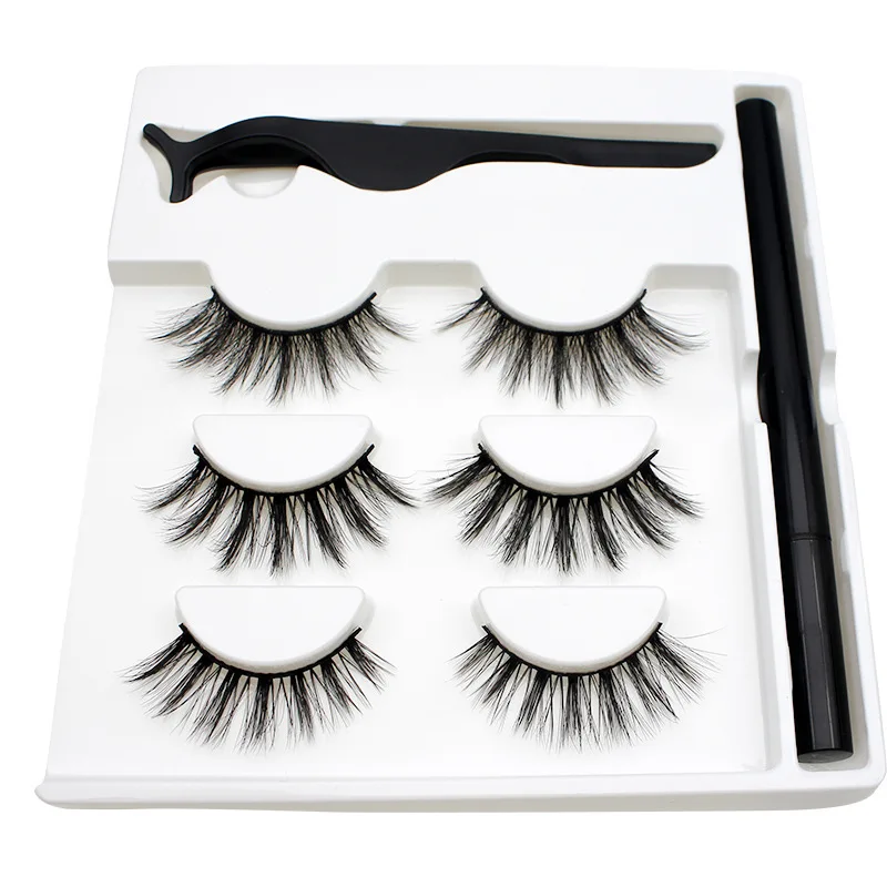 

3 Pairs/box Self-adhesive Magnetic False Eyelashes Mink Eyelashes Makeup High-grade Fiber Beauty Eyelash Extension Makeup Tools