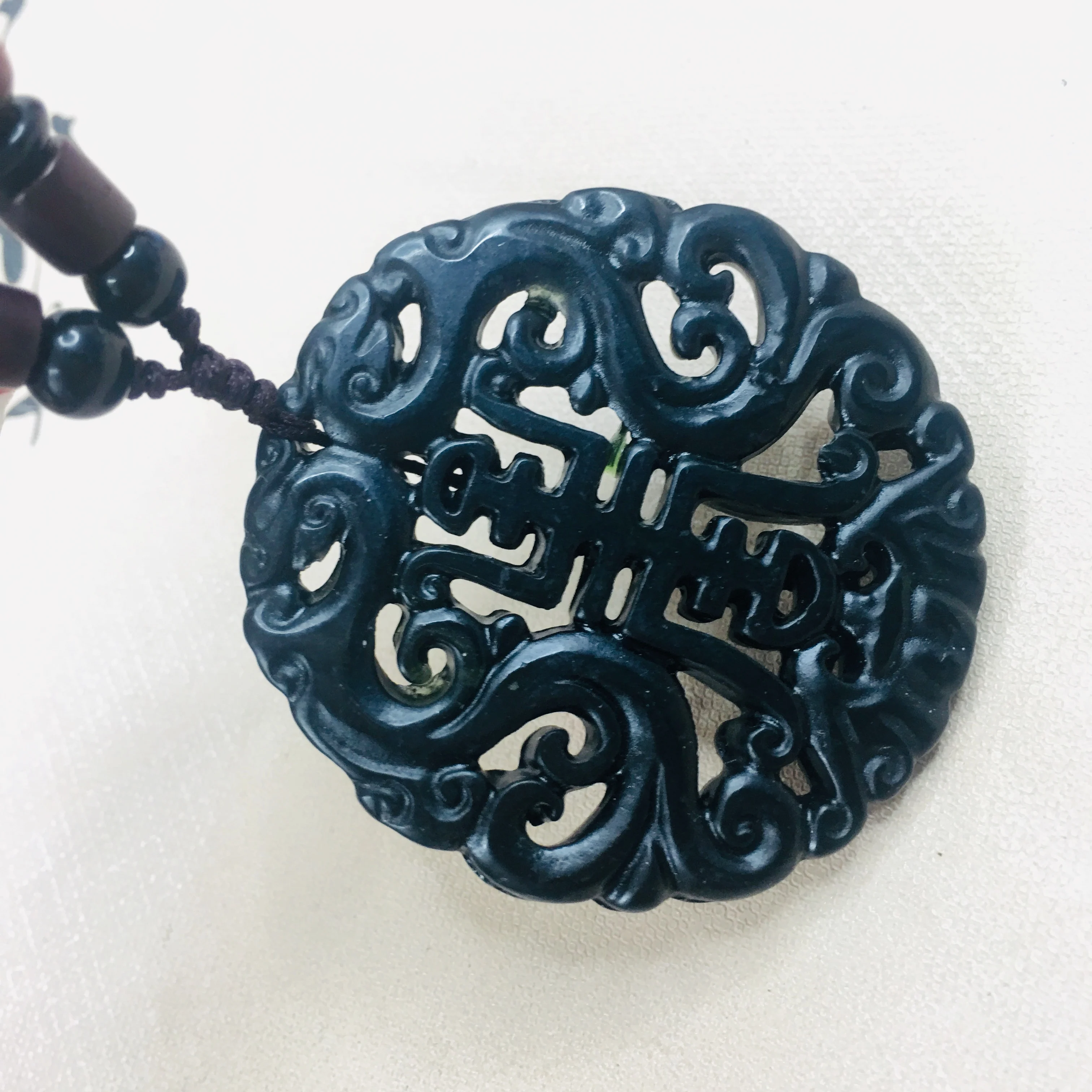 Ювелирные изделия Zheru из чистого натурального черного нефрита резьба удачи