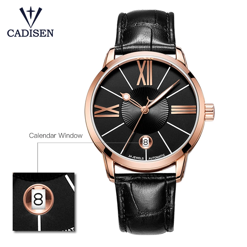 

CADISEN C8113 Mechanical Watches Men SEIKO-NH35A Movt Automatic Men`s Watch Sapphire Glass 5ATM Wrist Watch 316L Case Date Clock