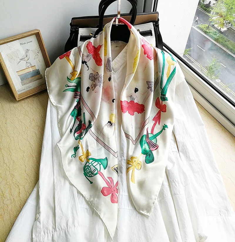 100% чистый шелк атлас квадратный большой шарф шаль обёрточная бумага Косынка 34 5