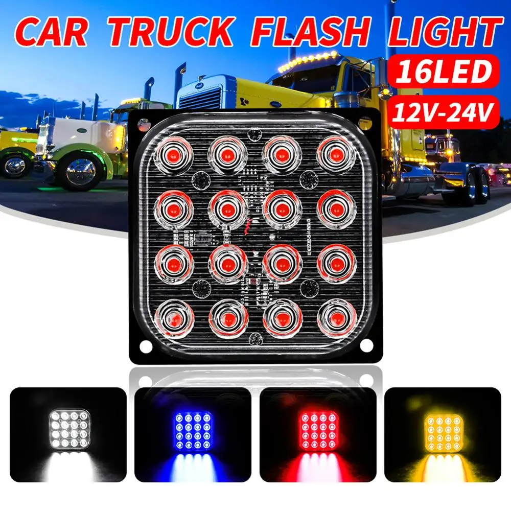 

12V-24V 48W Square LED Side light Bar Flood Beam Offroad Driving Lights 6000K 16pcs LED 4800 LM 9-30V DC Square LED Work Light