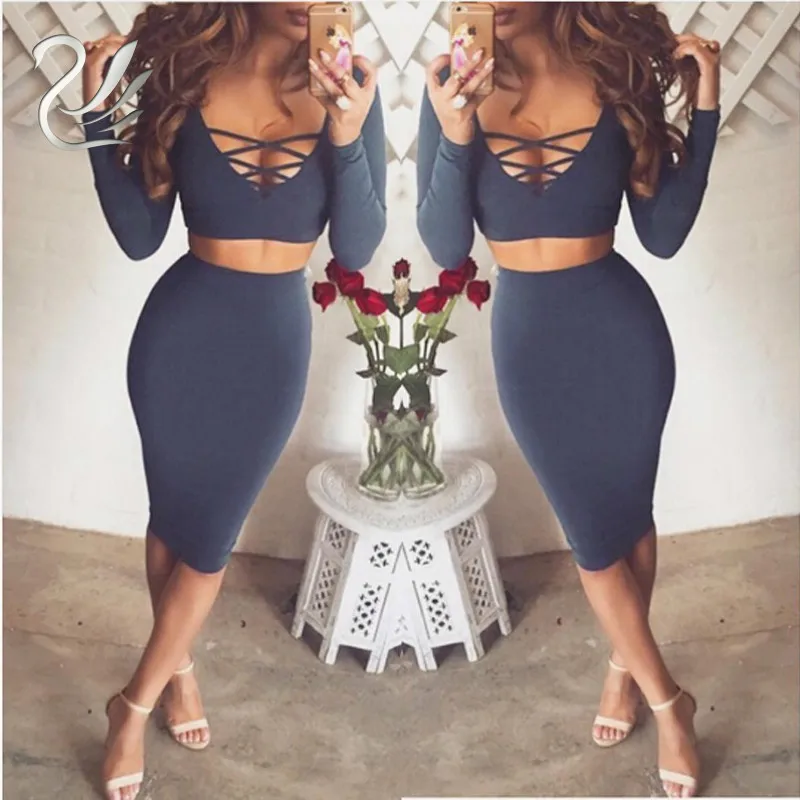 

Vestidos Cotton Women Lace Up Autumn Winter White Two Piece Outfits Bandage Bodycon Dress Sexy Club Night Party Dresses