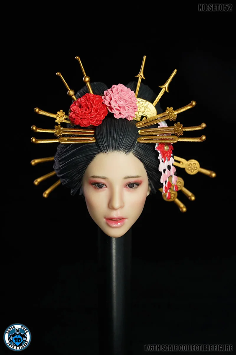 

SUPER DUCK 1/6 Japanese Geisha Oiran Head Sculpture with Kimono Costume Set Model SET052 Fit 12" Female Action Figure Body