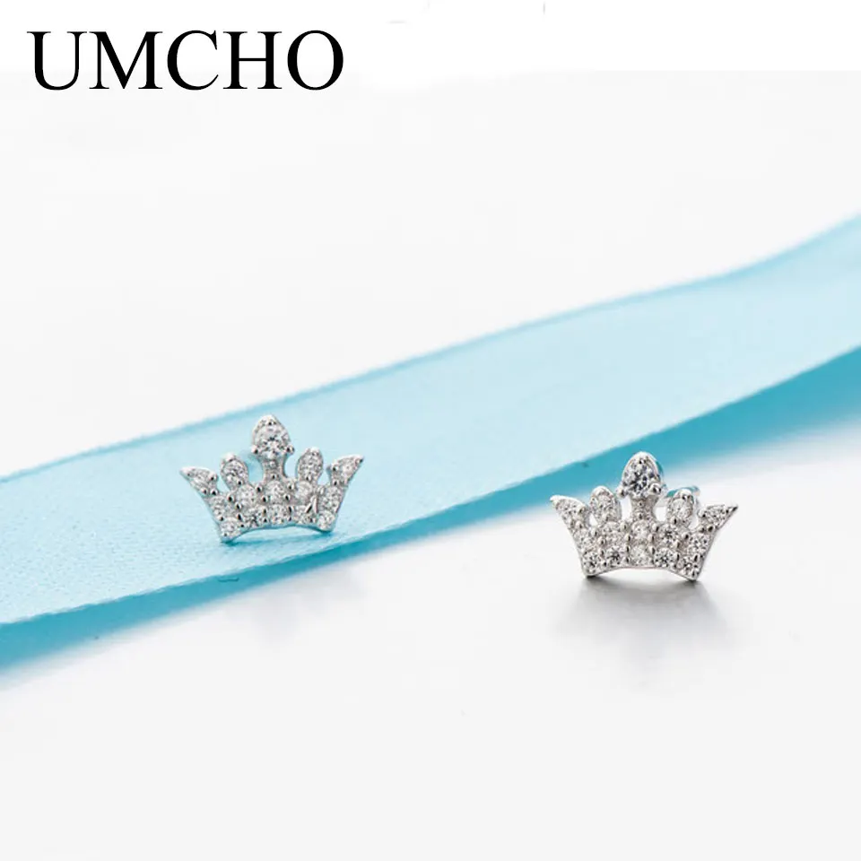 UMCHO Crown, настоящее 925 пробы, серебряные ювелирные изделия, серьги с цирконием кубической огранки для женщин, подарки на день рождения, хорошее ювелирное изделие