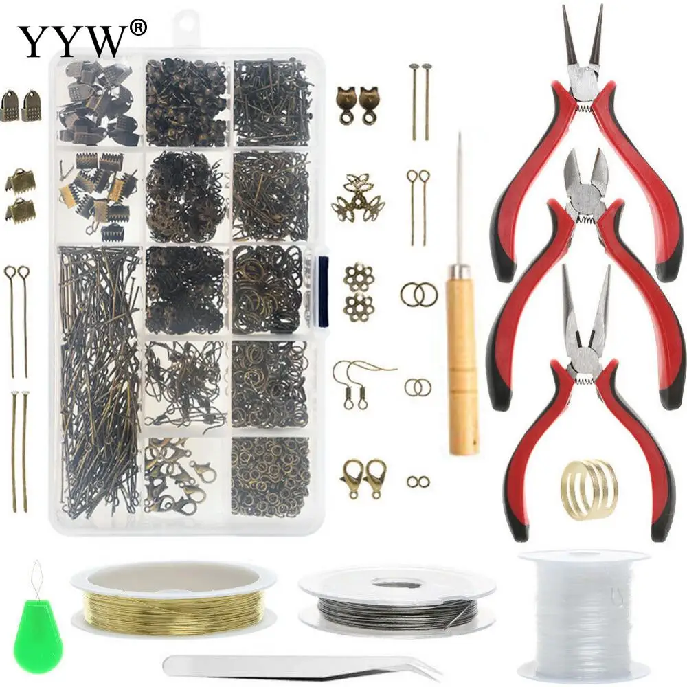 

DIY Jewelry Supplies Kits Necklace Chain Earring Hooks Head Pins Jump Rings Lobster clasp DIY Jewelry Findings Set Supplies
