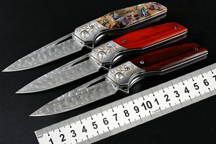 

Camping Outdoor Survival Pocket Knife Folding Knife Damascus Blade Utility Knife Jungle EDC Lifesaving Fruit Knife Defense Tool