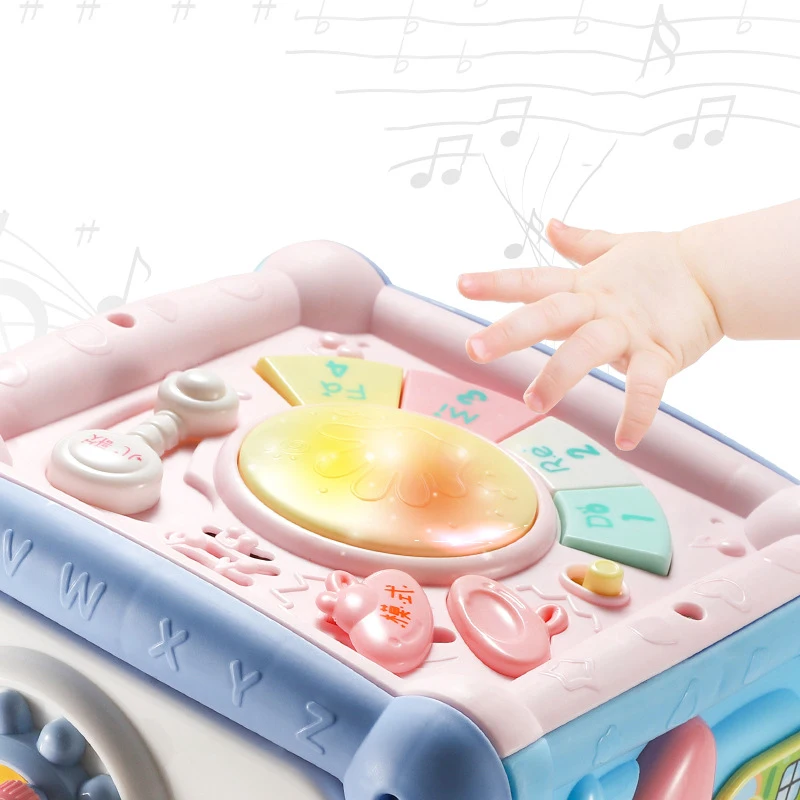 

10 in 1 Sorter Activity Box Baby Toys Rechargeable 15.5cm Educational Toy with Patting Drums Music Instrument Lights BV7