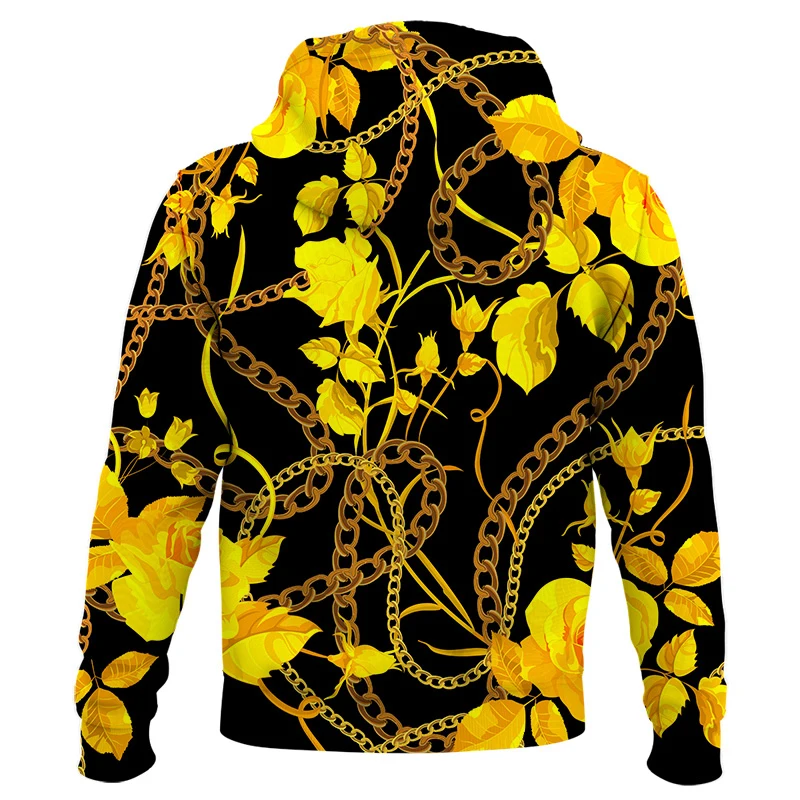 

Latest Hooded sweatshirt 2021 Fashion 3D Print Golden Flower Sweatshirt Men Long Sleeve Men Casual Sweatshirt Men clothing Tops