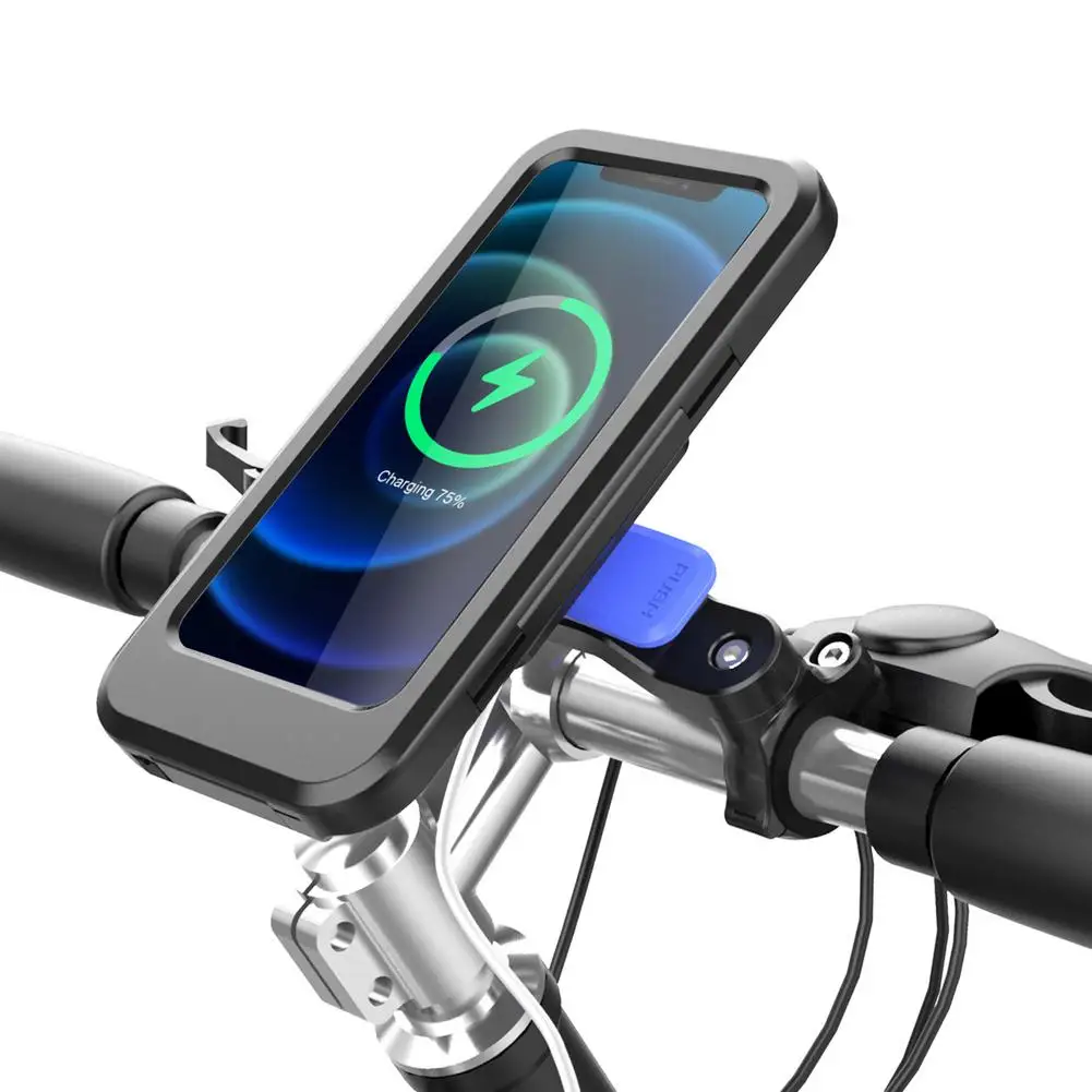 bicycle phone holder 15w wireless charger bike stand usb charging bike motorcycle support for 6 7 inch cellphone waterproof bag free global shipping