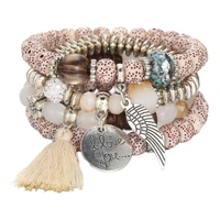 4pcsset bead bracelets bohemian style stackable multi layer modern nice looking charm bracelet for women