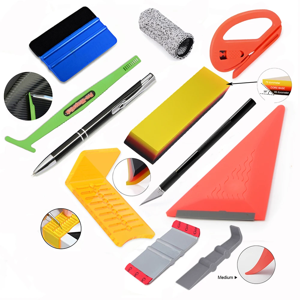 

EHDIS Car Vinyl Wrapping Tool Kit Carbon Fiber Film Mark Scraper Cutter Knife Aid Squeegee Car Goods Accessories Window Tinting