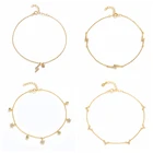 Браслет на ногу женский из серебра 925 пробы с Луной и звездами