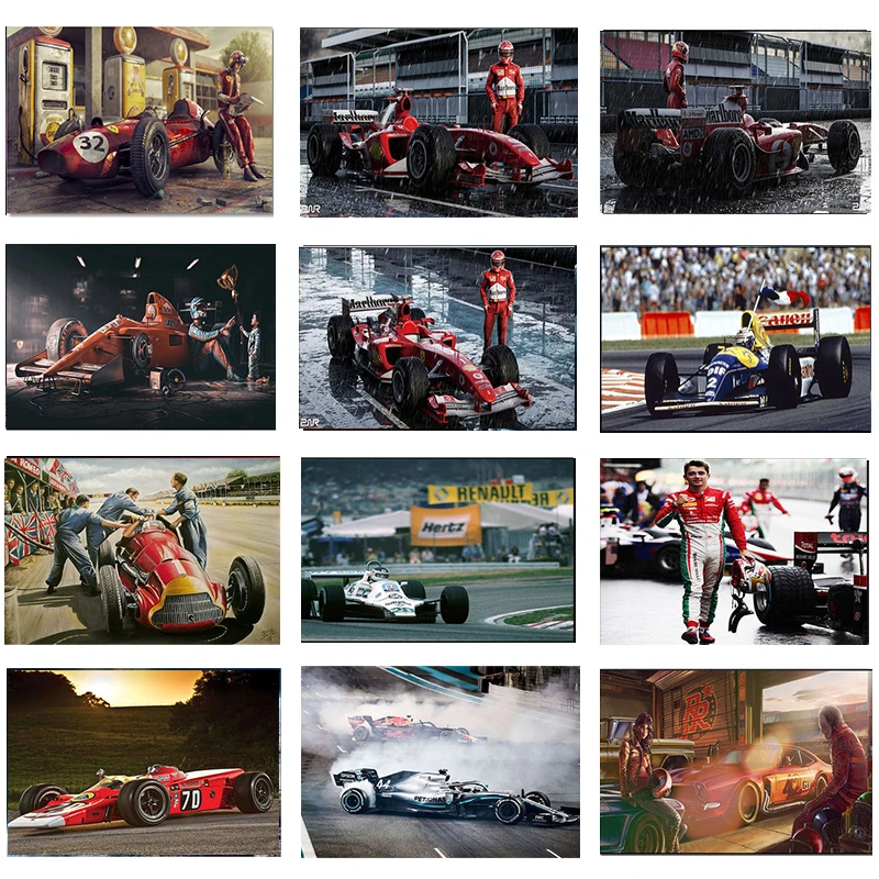 

Ferrari Racing Canvas Poster Printing Classic Formula Racing Modern Wall Art Image Living Room Decoration Home