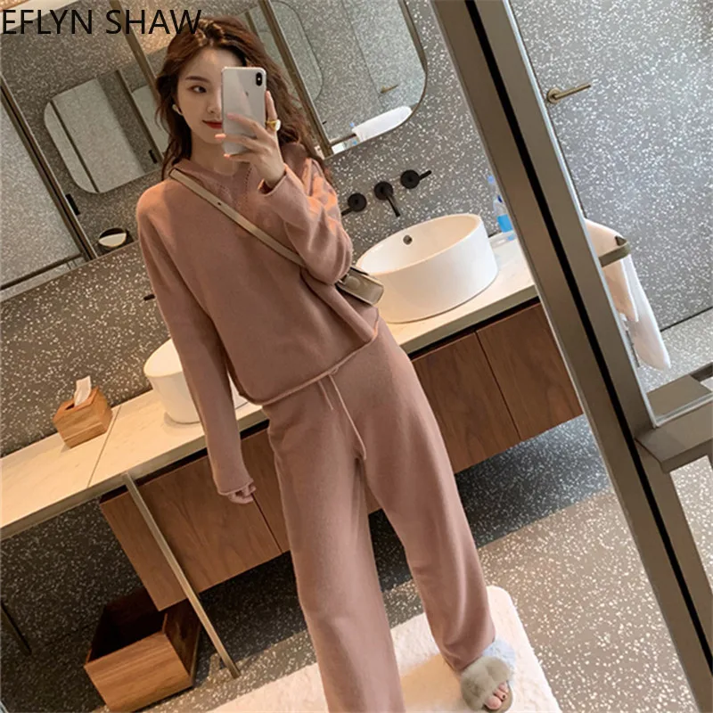 

Autumn 2 Piece Sets for Women Fashion Hooded Knit Sweater Pants Sets Casual Two Piece Suit Chic Sweat Suits Elegant Knit Outfits