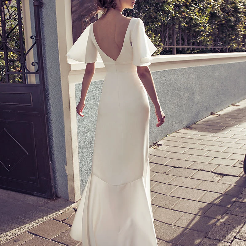 Вечерние платья из белого атласа женское облегающее летнее пляжное платье с