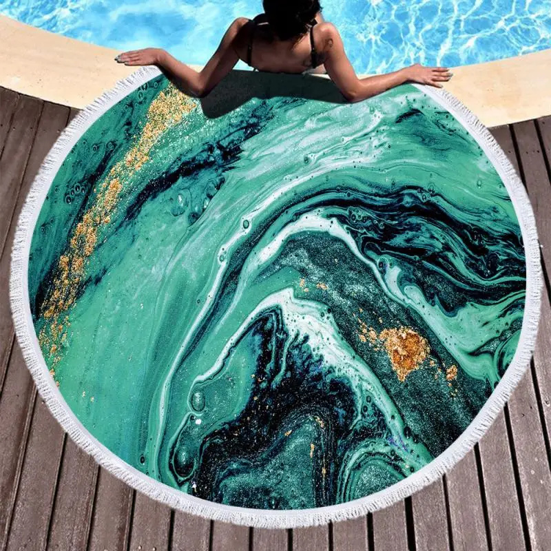 

Полотенце Пляжное круглое золотистое, 150 х150 см, с 3D-принтом