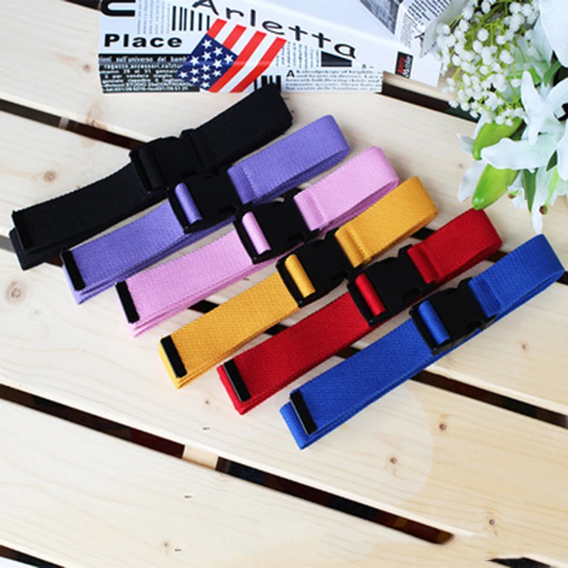 Men Fashion Black Canvas Belt Women Casual Waist Belts With Plastic Buckle Unisex Harajuku Solid Color Long Ceinture | Аксессуары для