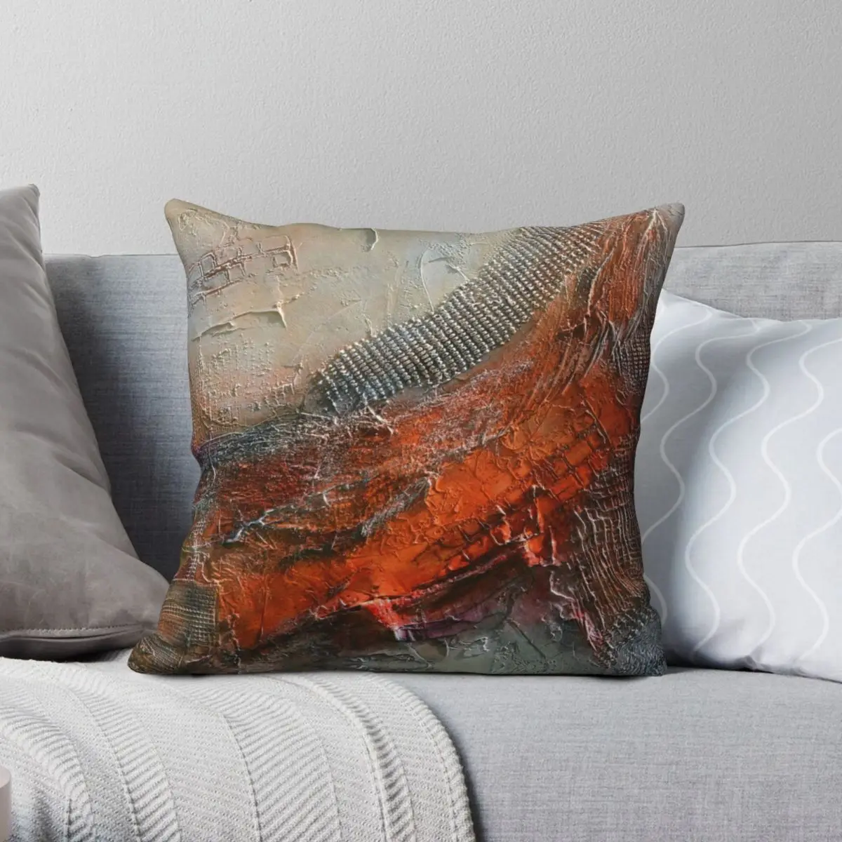 

Abstract Rust Grey Art Square Pillowcase Polyester Linen Velvet Creative Zip Decorative Pillow Case Home Cushion Cover Wholesale