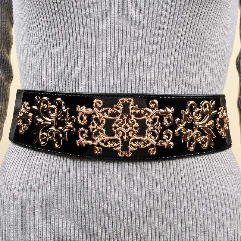 Женский пояс из искусственной кожи с цветочной пряжкой и цветочным принтом