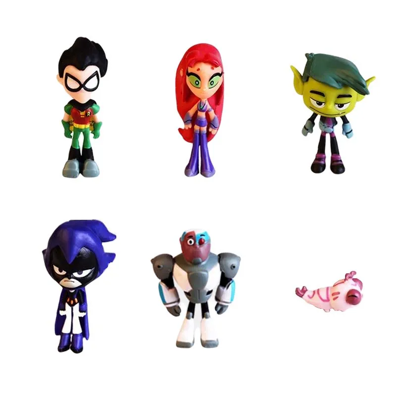10 см Мультфильм Titans Go игрушечная фигурка зверь киборг Ворон Робин старфайр