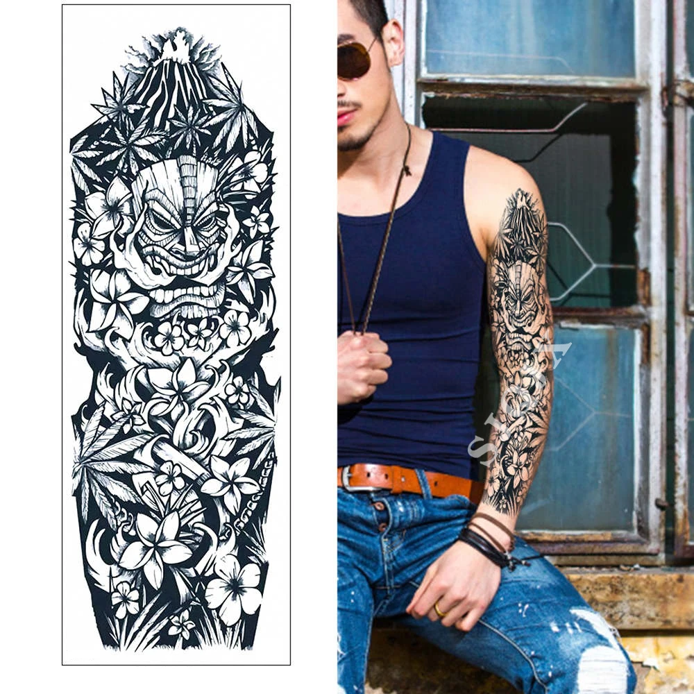 Большая временная татуировка наклейка на всю руку поддельная цветок Тигр