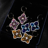 pink flower earrings inlaid retro high carbon diamond silver needle petal eardrops womeno yero jeweler gothic accessories luxury