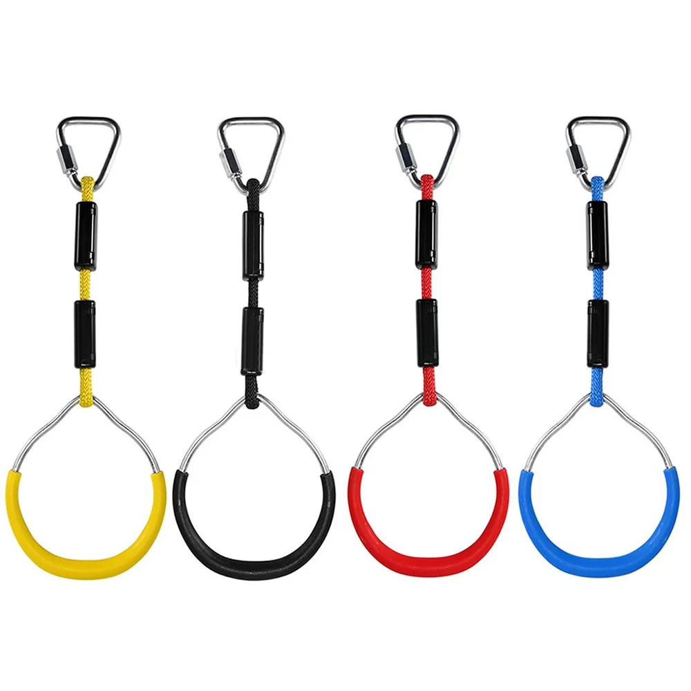 

Heavy Duty Children Trapeze Bar Pull Up Gym Rings Colorful Backyard Outdoor Gymnastic Ring Ninja Obstacle Course Ninja Line Kit