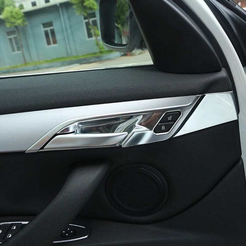 

Car Accessories 4Pcs Silver ABS Matte Chrome Interior Door Bowl Cover Trim For BMW X1 F48 2016-2019 & X2 F47 2016-2019