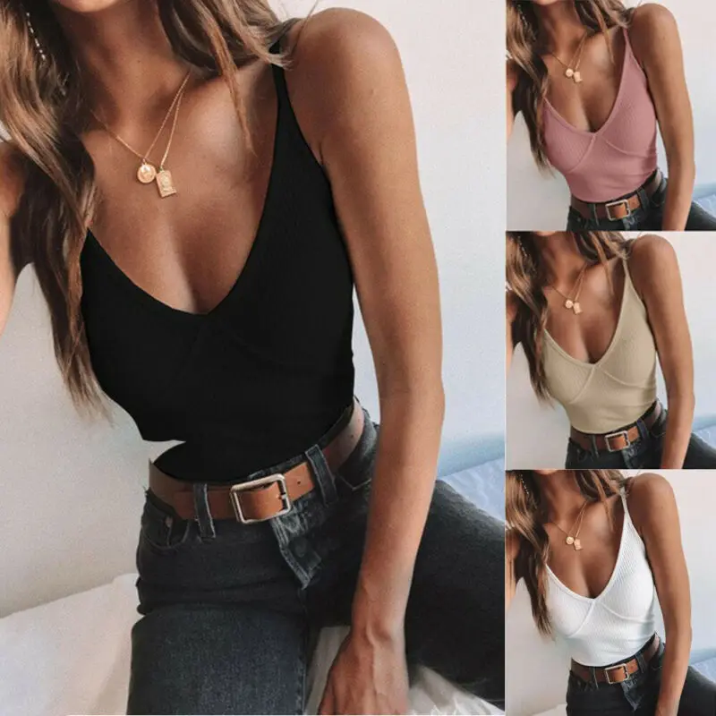 Women Body V Neck Strappy Bodysuit Lingerie Sleeveless Stretch Leotard Jumpsuit Top Summer Hot Fall Basic | Женская одежда