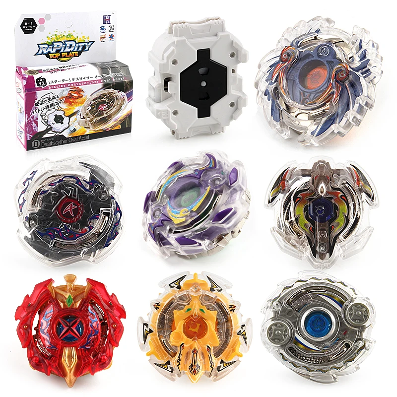 

8 Types Beyblades Burst Metal Fusion 3052 Mini Plastic Gyro with One-way Rule Launcher Assemble Alloy Stadium Toys for Children