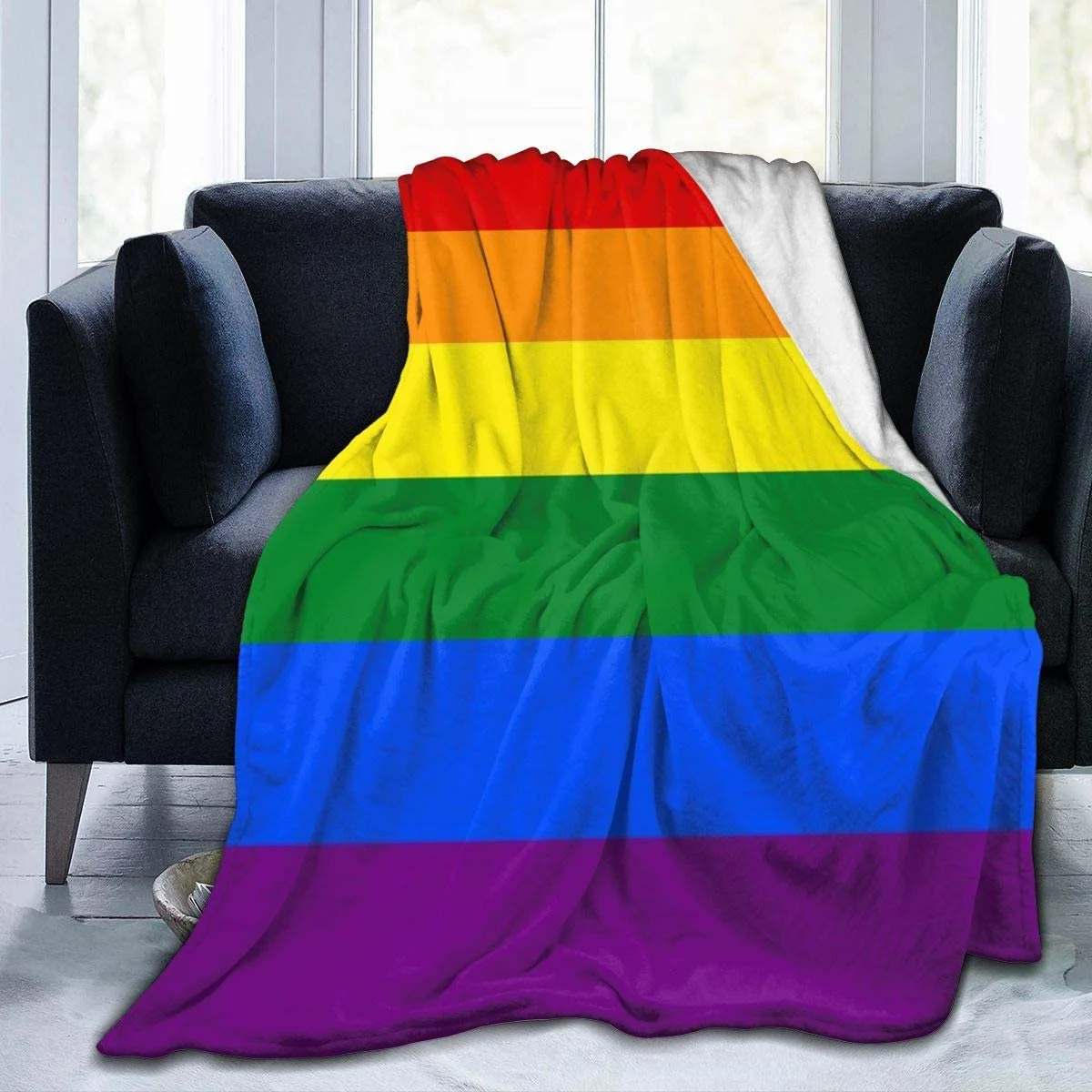 

Rainbow Soft Throw Blanket for Couch Bed Sofa Travelling Camping Blanket for Adults