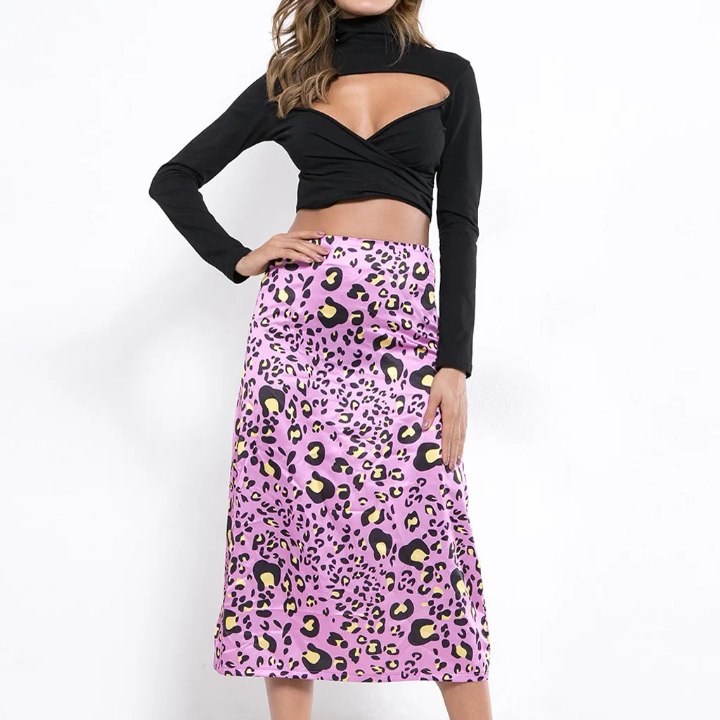 Юбка миди женская с высокой талией шелковая атласная юбка со скрытым эластичным