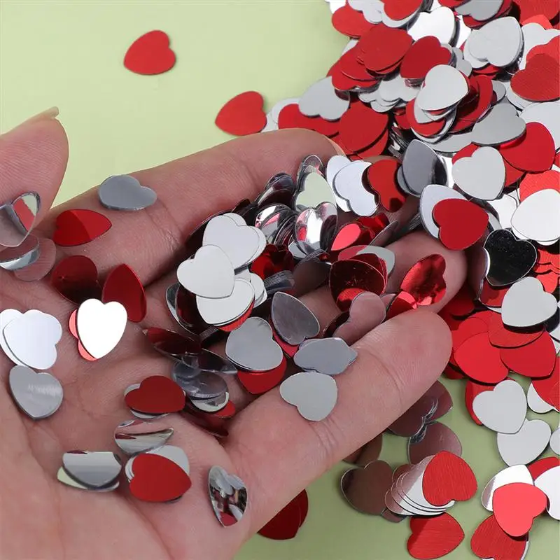 

2 Packs 10mm Heart Shaped Confetti Glitter Party Confetti for Wedding Party Decoration Supplies(About 4000 Pieces, Silver, Red)