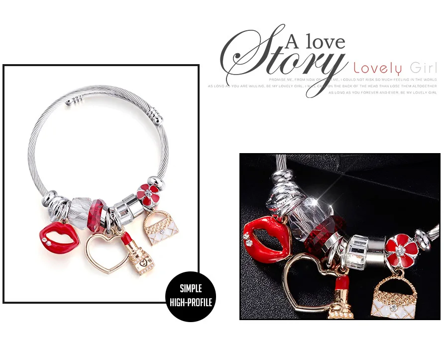 Браслет RAVIMOUR Love Heart DIY, браслет из хрустальных бусин, амулеты, браслеты и браслеты, модные индийские ювелирные изделия, стальная цепочка, браслет, Фирменный подарок