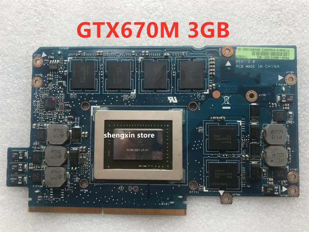 60 N2VVG1200 NLEVG1001 D01 69N0NQV10D01 N13E GS1 LP A1 GTX 670M GTX670M DDR5 3 Гб оперативной памяти VGA видео карта