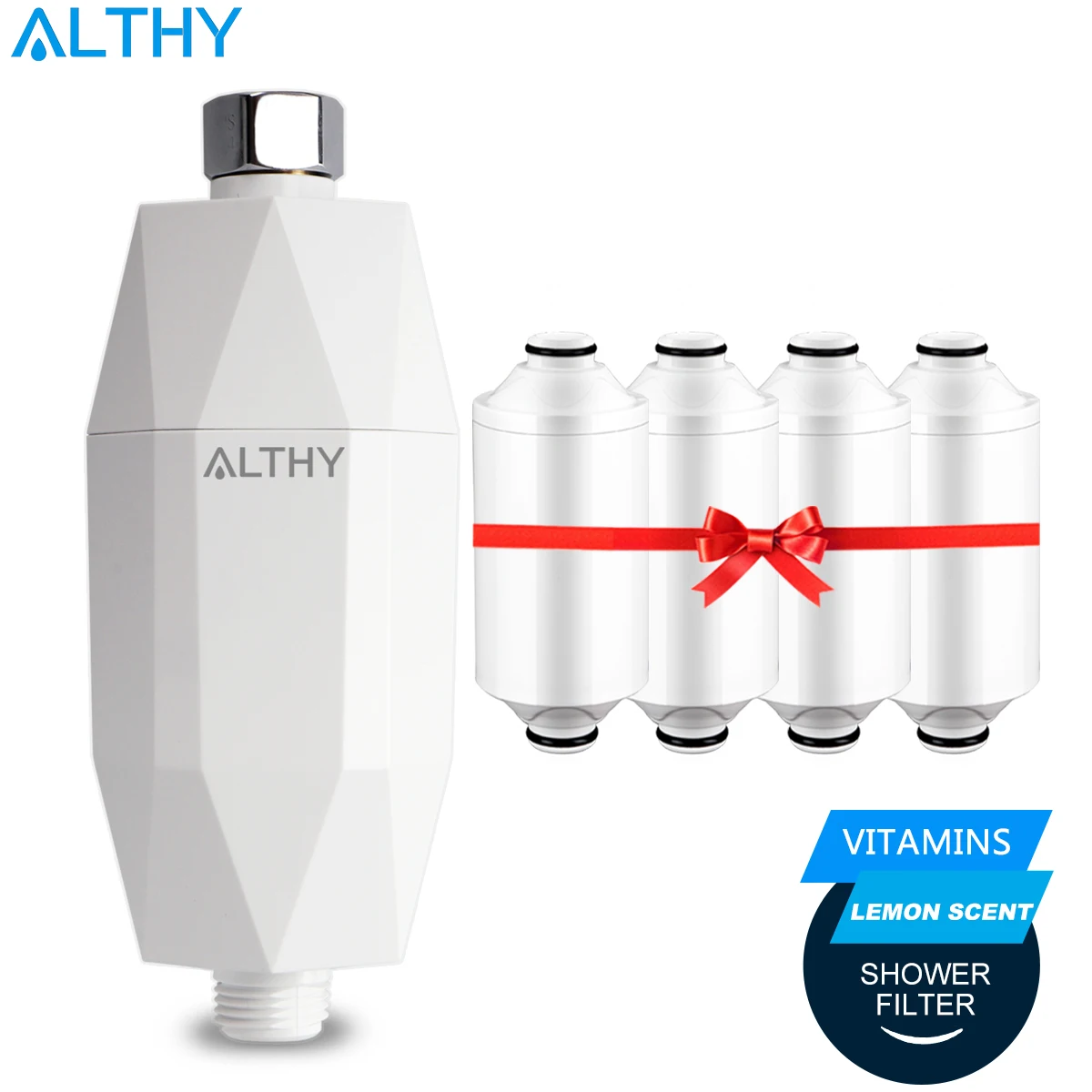 althy bathroom vitamin c shower filter water purifier lemon scent bath water softener filter chlorine help dry skinhair loss free global shipping