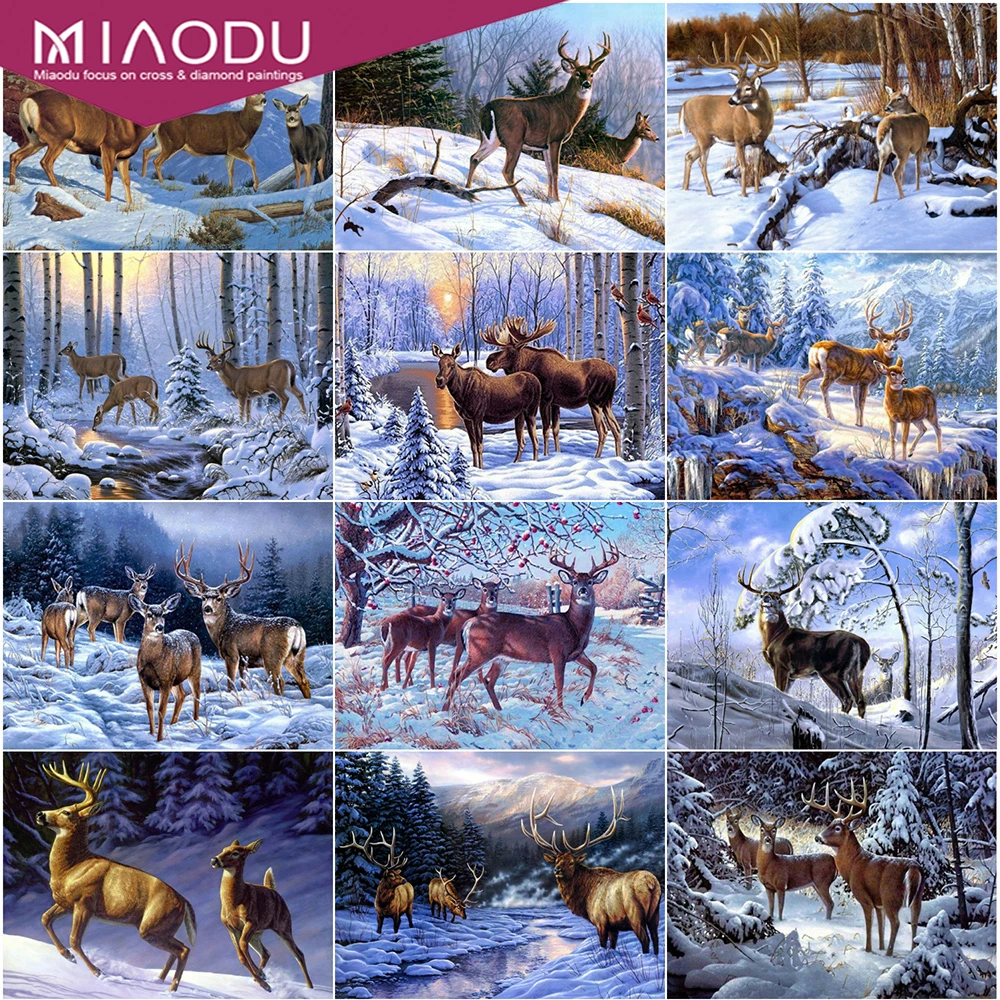 

5D Diamond Painting Animal Full Drill Diamond Embroidery Deer Cross Stitch Kit Beaded Rhinestones Winter Handicraft