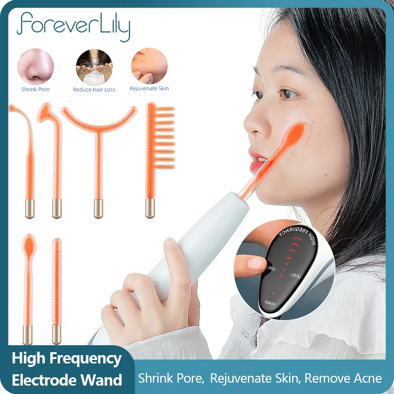 

6 In 1 High Frequency Electrode Wand Electrotherapy Glass Tube Anti Wrinkle Anti-Acne Face Cleansing Skin Tightening Beauty Devi