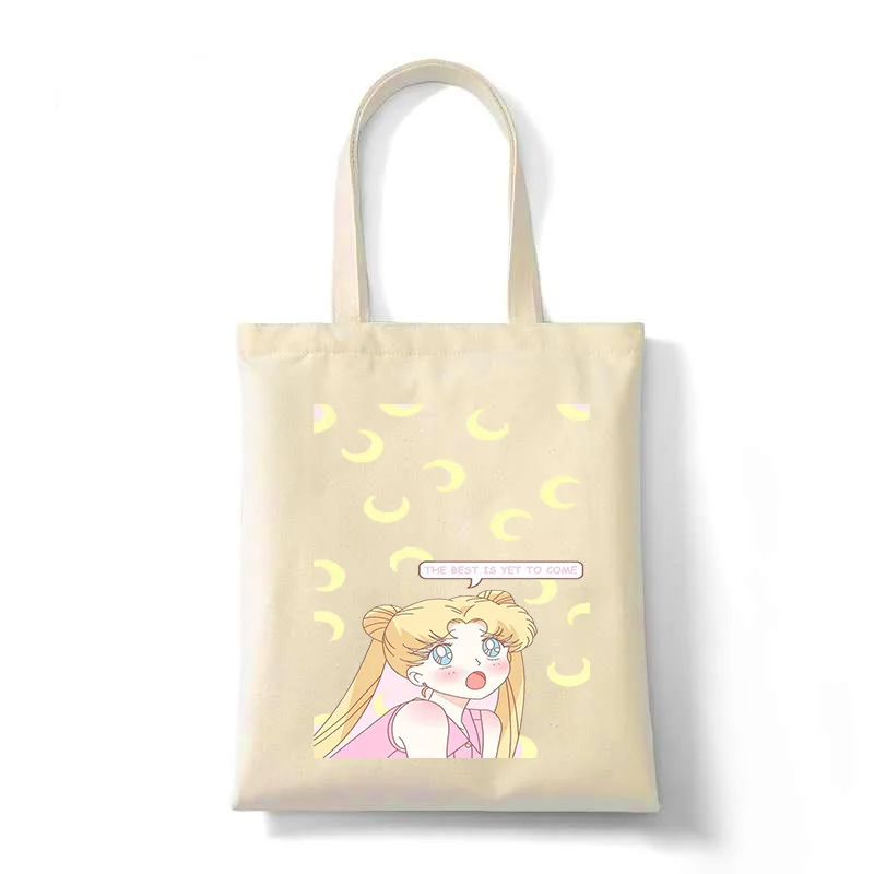 

Kawaii room pink packaging Sailor Moon shopping bags organizer eco friendly canvas tote bag cute packaging storage bags 2020