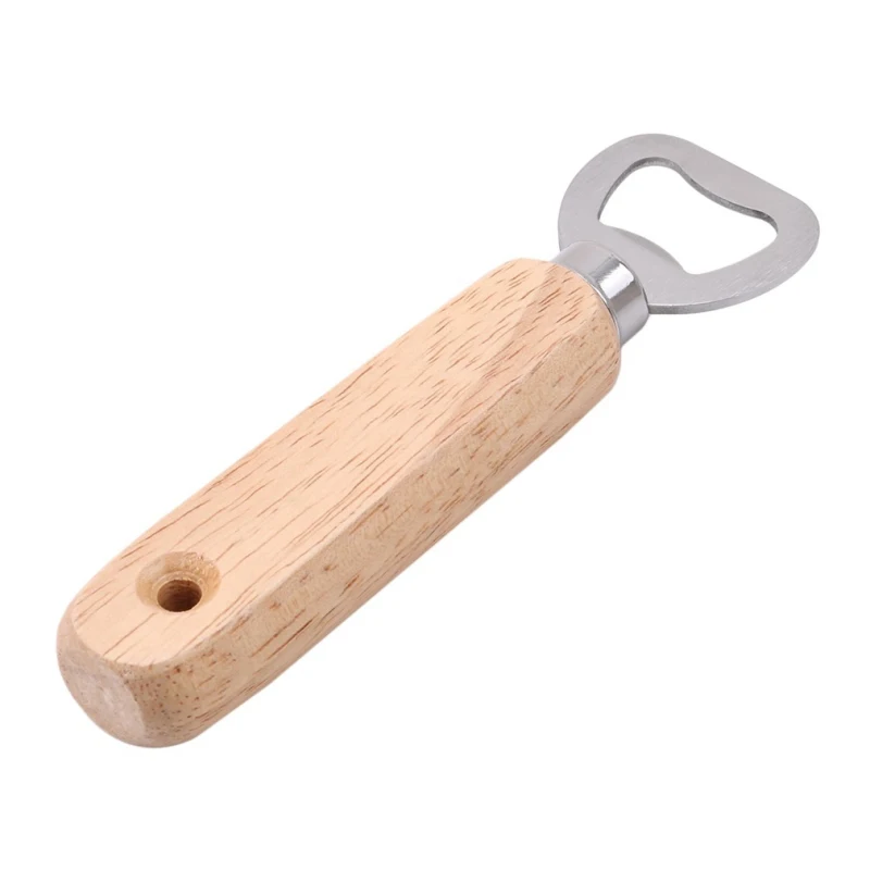 

Beer Bottle Opener Oak Handle Stainless Steel Beer Bottle Opener juice Drink Bottle Opener Corkscrew Wooden Handle Handheld
