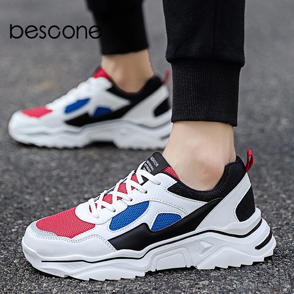 BESCONE/модные кроссовки для мужчин сезон весна-осень уличная дышащая обувь на