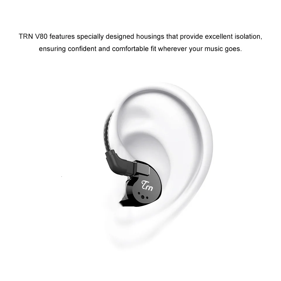 TRN V80 2DD+ 2BA гибридные наушники в ухо HIFI DJ монитор бег спортивные наушники ушные наушники гарнитура с 2PIN Съемная TRN V20/V60