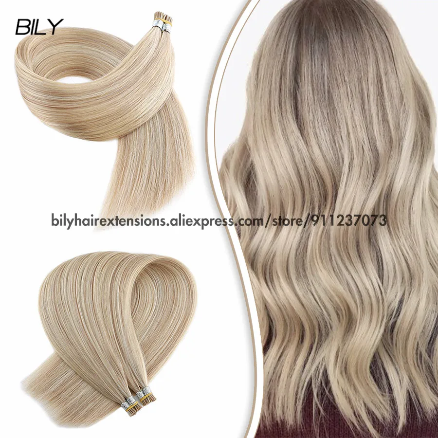 BILY Piano Colored Keratin Human Hair I tip Extension Real Straight Remy Brazilian Hair Natural Pre-bonded Fusion 50G 1G/Stands