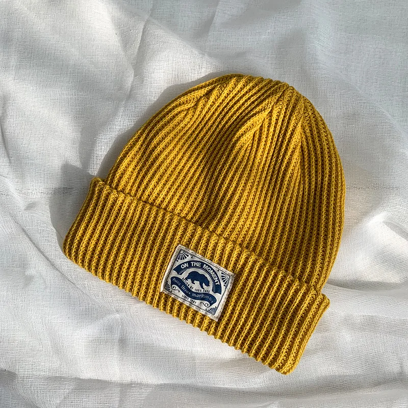 Ins Style Autumn Winter Wool JapaneseKorean Simple Fashion Men And Women Knitted Running Caps to Keep Warm