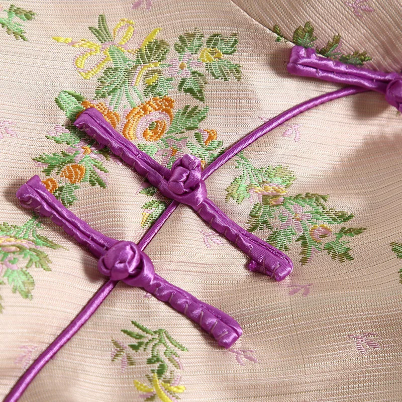 Новинка осени 2019 китайский стиль платье чонсам рукав до локтя цветочный узор