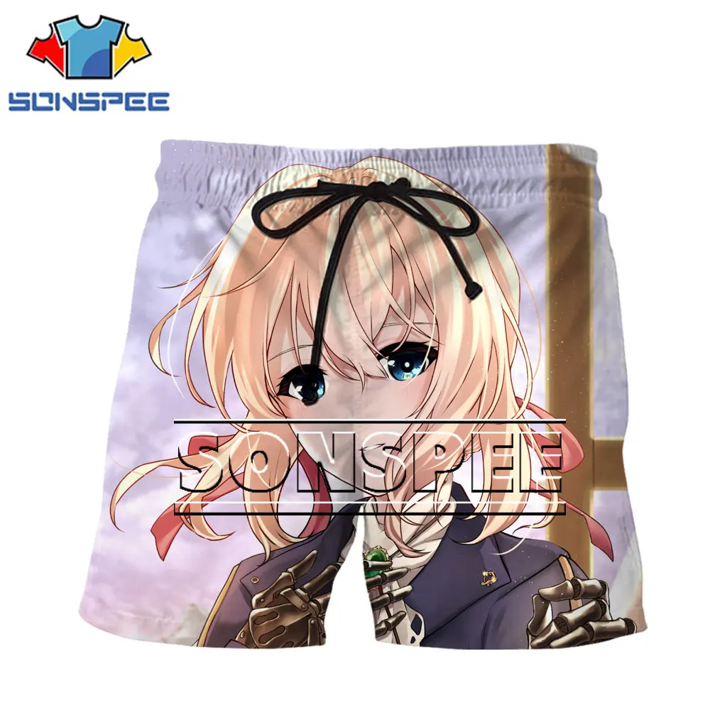 

SONSPEE Shorts Violet Evergarden Anime Japan Love Novel Gilbert Bougainvillea Cartoon Minority Design Harajuku Loose Sportswear